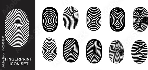 Thumb finger prints. Access icons. Forefinger imprint. ID logo. Identity detection. Fingerprint and thumbprint. Biometric identification. Line touch pattern. Vector