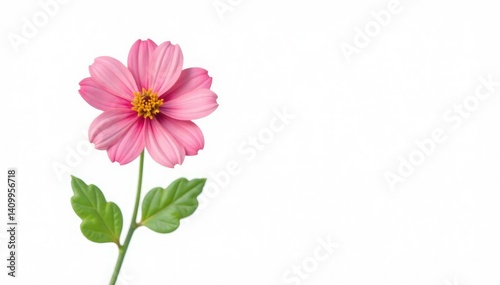Isolated single flower isolated on white background, bloom, plant, leafy
