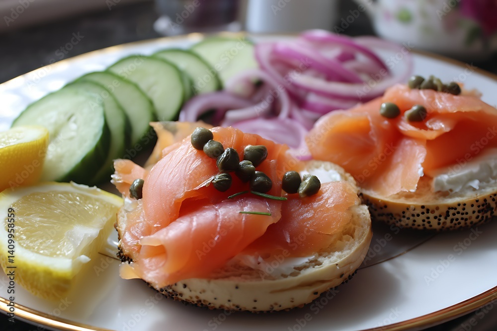 Bagel Cream Cheese Smoked Salmon Capers Cucumber Lemon Breakfast Template
Bagel Cream Cheese Smoked Salmon Capers Cucumber Lemon Breakfast Template