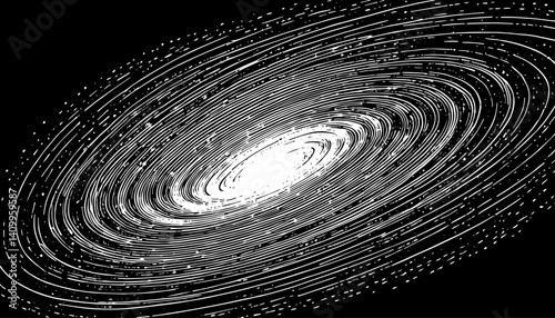Spiral Galaxy Vintage Woodcut Style Cosmic,  engraved,ink hand drawn illustration, vector.