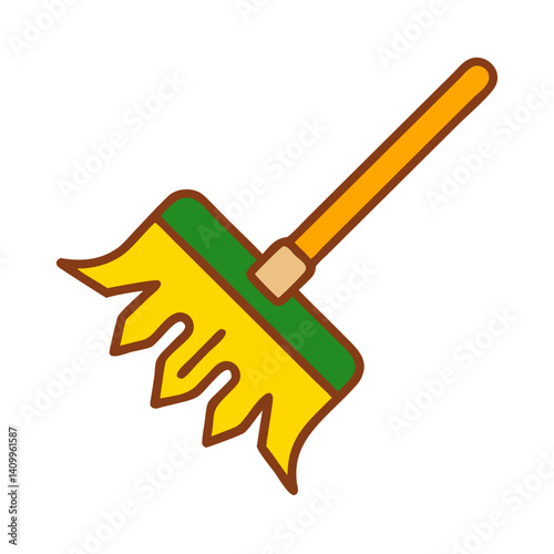 *Rake, Autumn-Themed Minimalist Linear UI Icon on White Background with Copy Space* 