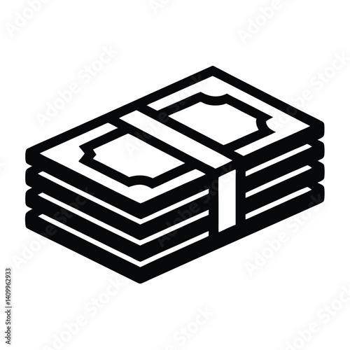 A simple line art icon of a stack of cash bills