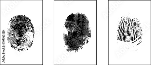 Identification Fingerprints Sketches Set Vector stock illustration. 