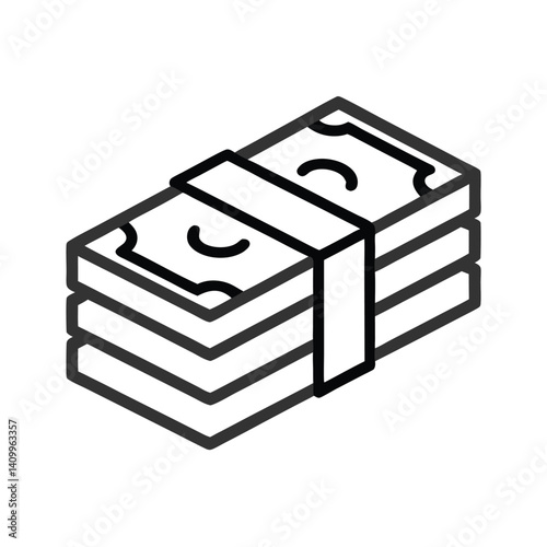 A simple line art icon of a stack of cash bills