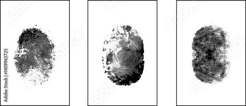 Black detailed fingerprints flat illustration set stock illustration