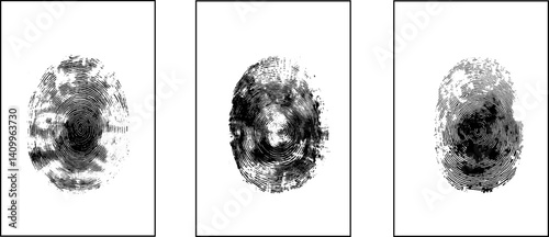 Black detailed fingerprints flat illustration set stock illustration