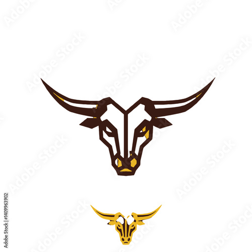 Geometric Bull Head Logo Design photo