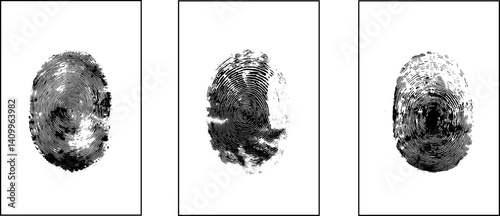 Identification sign. Biometric data icons vector set stock illustration. 