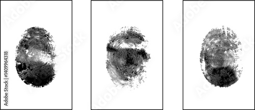 Finger prints. Different scanning fingerprints. Human ID pictograms. Security authentication. Thumbprints scanner. 