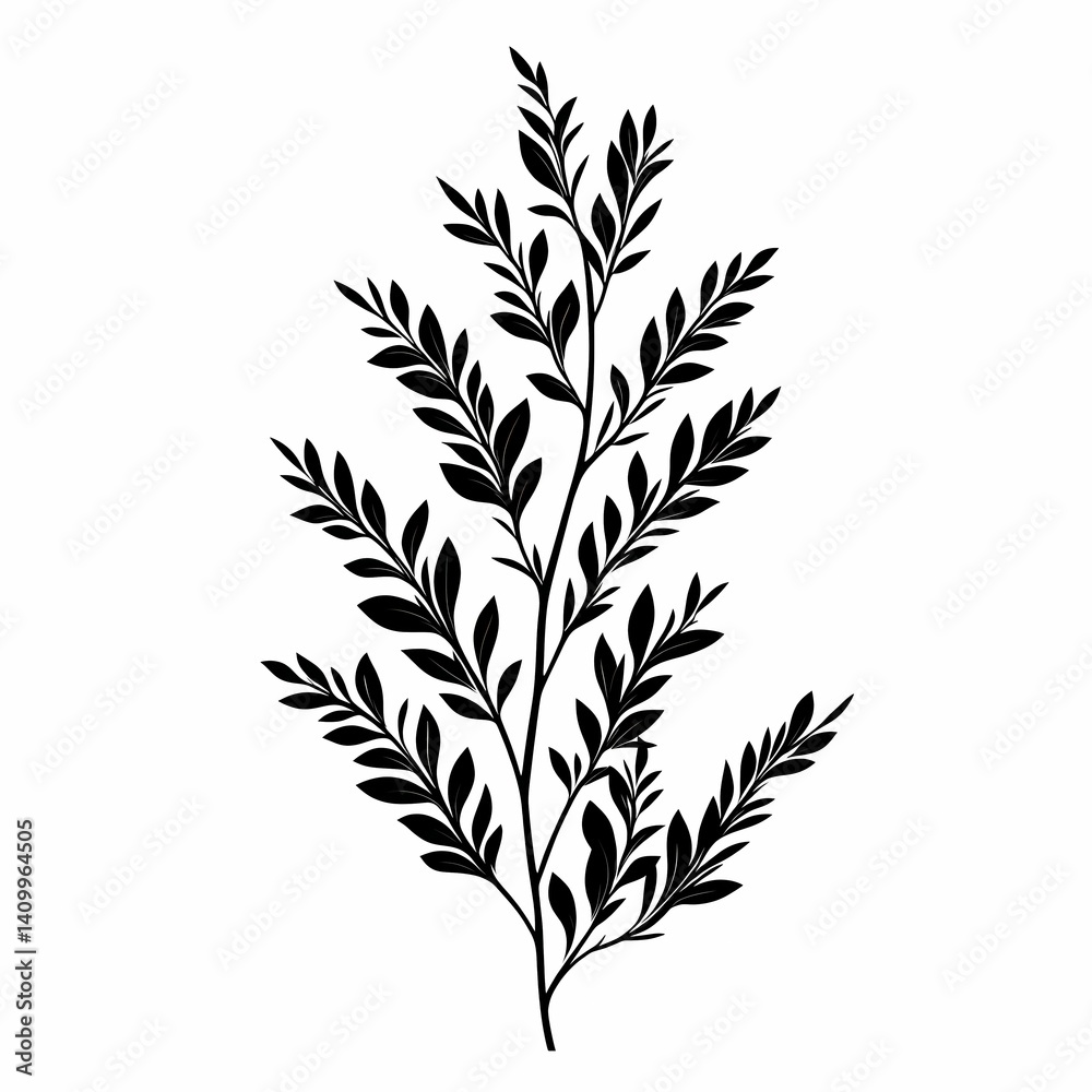 Naklejka premium Leaf Silhouettes. Botanical Art Illustrations with Elegant Flora Patterns for Eco-Friendly Design