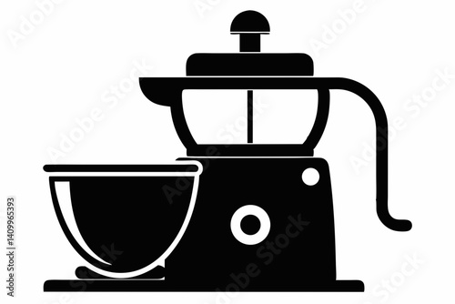 hand crank food processor silhouette vector illustration