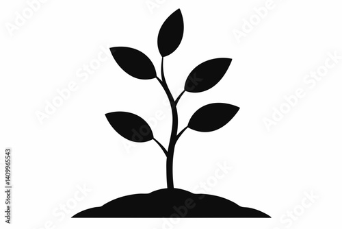 sapling in soil silhouette vector illustration