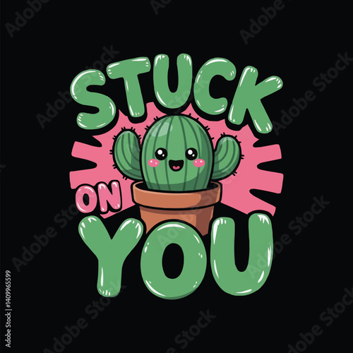 Hand drawn smiling cute cactus cartoon illustration.Generative AI.