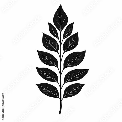 Elegant Black and White Bamboo Leaf Silhouette Art - Botanical Nature-Inspired Wall Decor