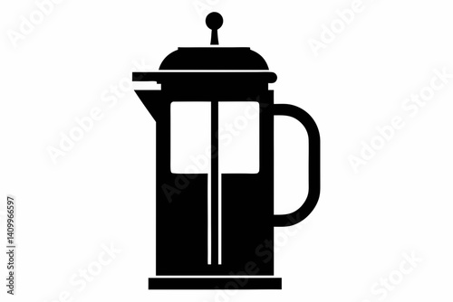 french press coffee maker silhouette vector illustration