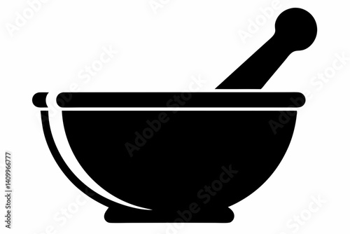 mortar and pestle silhouette vector illustration