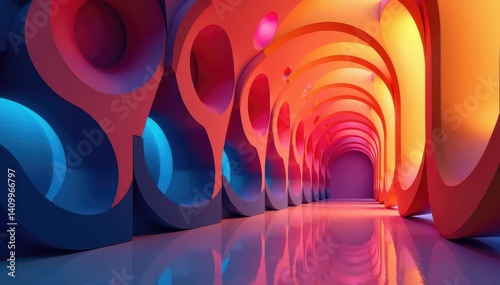 Abstract geometric shapes forming a continuous interior design motif , decor, architecture, apartment