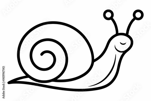 Snail Outline Vector Illustration With White Background