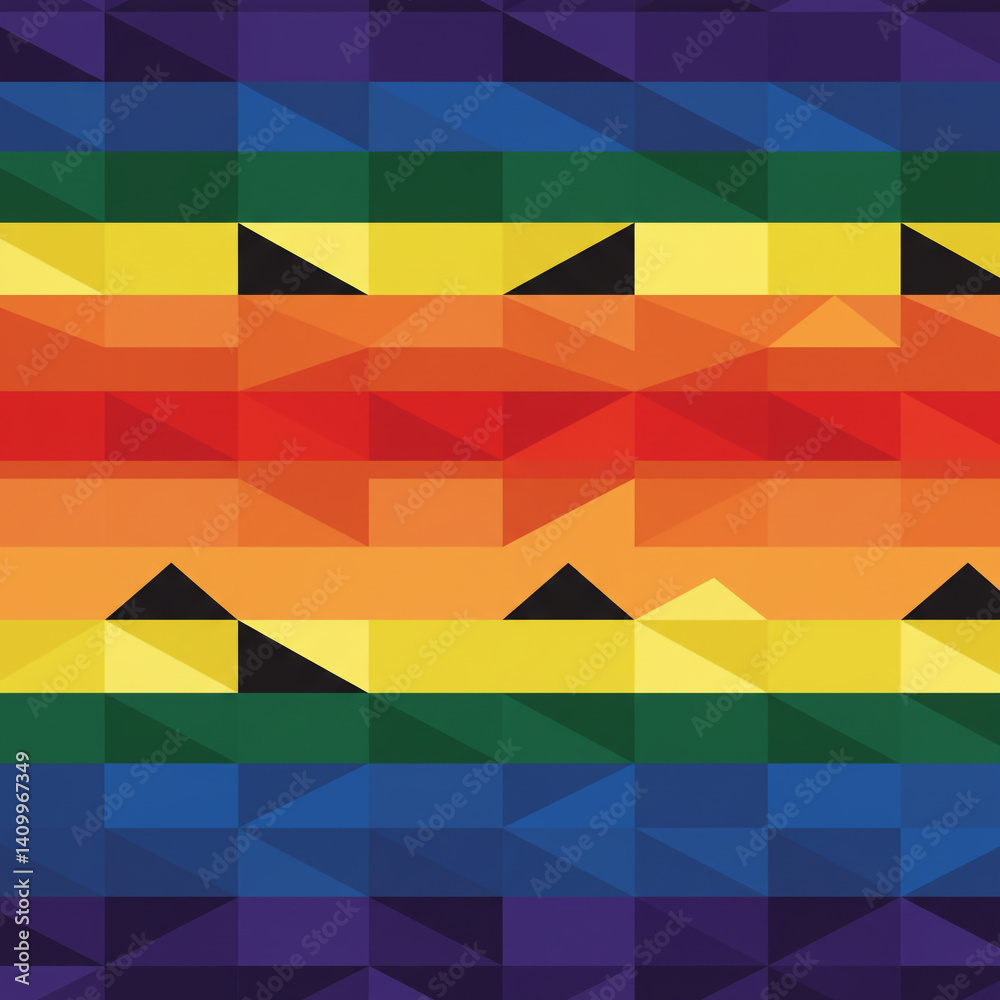 Obraz premium Seamless Rainbow Geometric Triangle Abstract Pattern