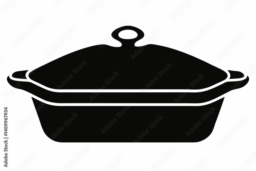 Clay Baking Dish Silhouette Vector Illustration Black Clay Baking Dish Silhouette Vector Illustration Black