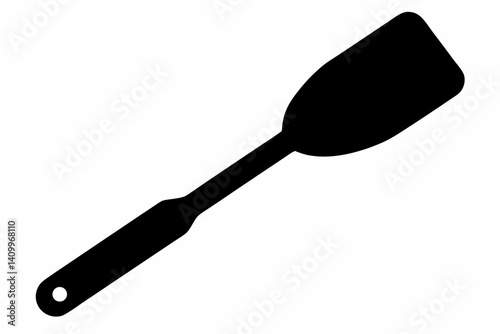 Wooden Spatula Silhouette Vector Illustration Black
