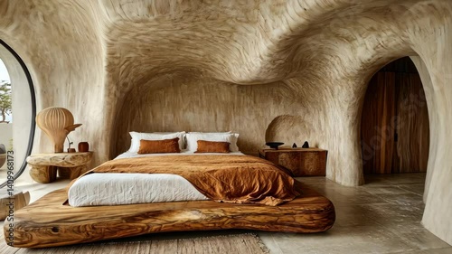 Organic Modern Cave Bedroom Design: Luxurious Getaway