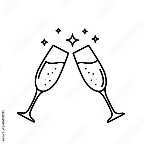Outline Icon of Champagne F...