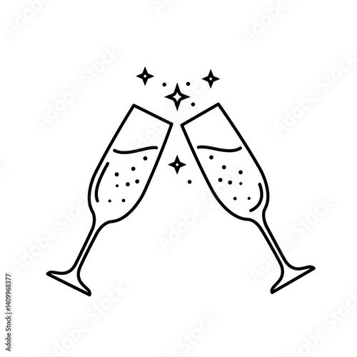 Outline Icon of Champagne G...
