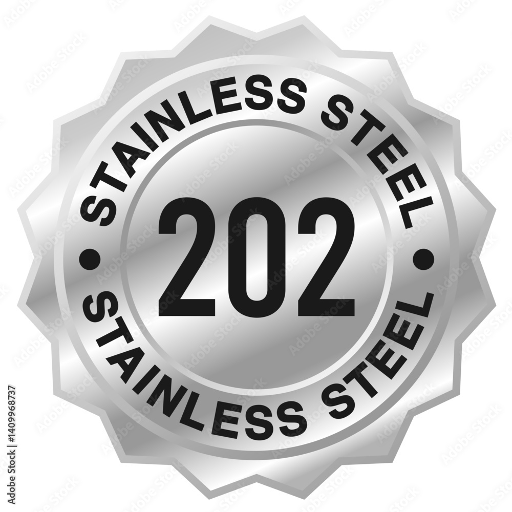 Fototapeta premium Stainless steel 202 badge template. Suitable for product label and information circular metalic stamp