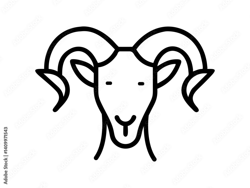 Fototapeta premium Simple Line Art Illustration of a Ram