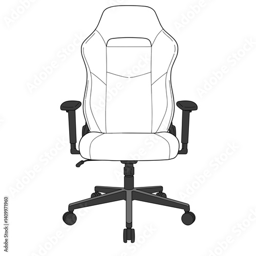 Ergonomic office chair design in minimalist style on white background  