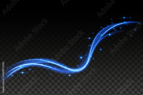 Blue glowing shiny lines effect comet vector background. Light everyday glowing effect. semicircular wave, light trail curve swirl, optical.
