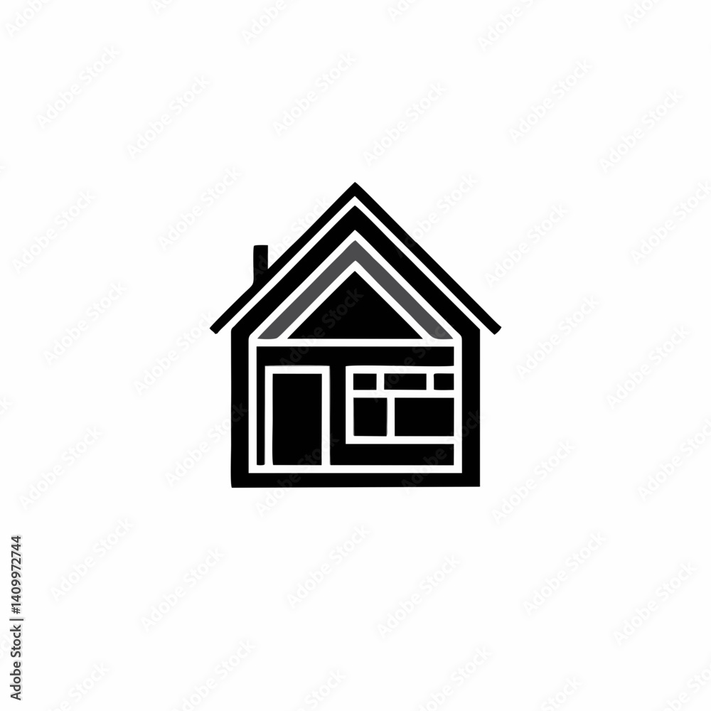 Black and white house outline graphic Black and white house outline graphic