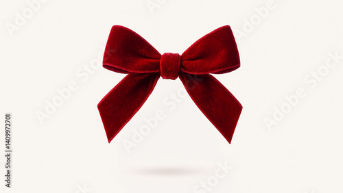 Isolated Xmas Red Velvet Bow