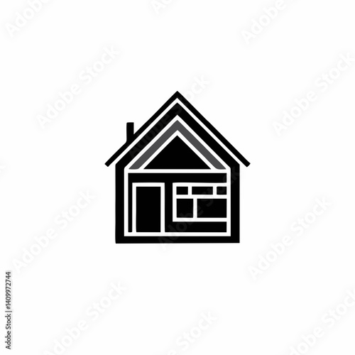 Black and white house outline graphic
