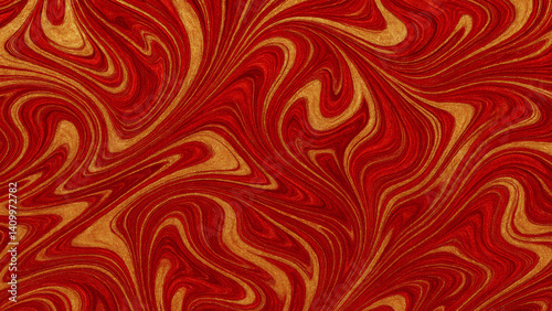 Red/Gold Liquid Marble Christmas Pattern