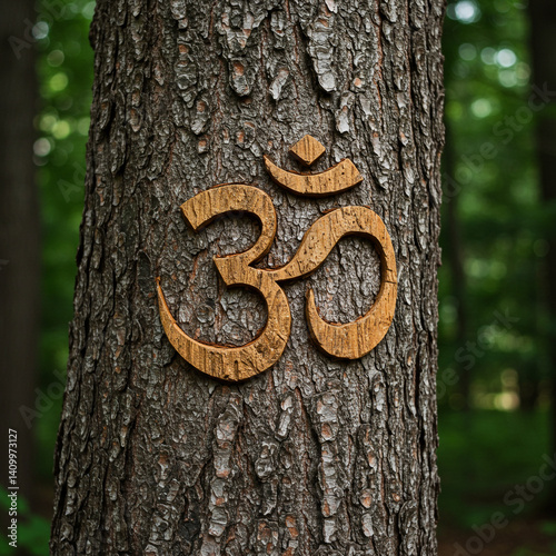 Om Symbol Carving on Rough ...