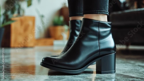 Elegant Black Leather Ankle Boots for Women: Stylish Footwear for Fall