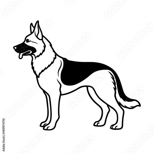 German shepherd loyal dog silhouette pose