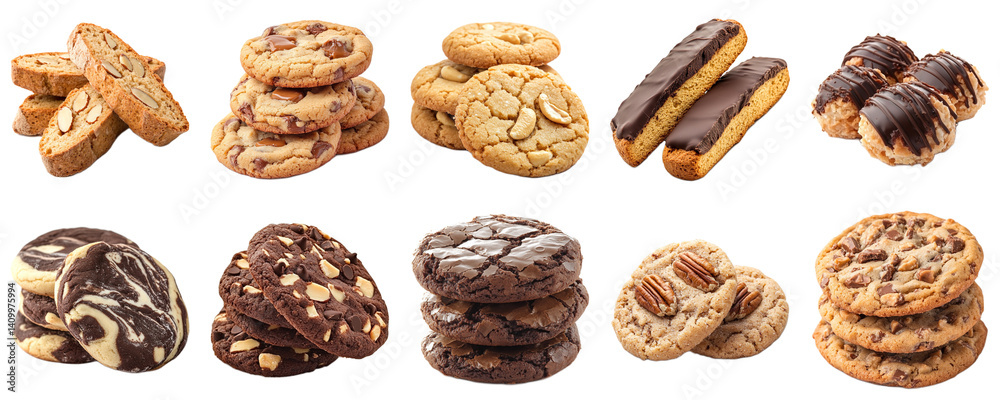 Assorted Delicious Biscuits and Cookies Displayed in Various Styles and Flavors for Treat Lovers and Gourmet Enthusiasts. Piquant food set. Assorted Delicious Biscuits and Cookies Displayed in Various Styles and Flavors for Treat Lovers and Gourmet Enthusiasts. Piquant food set.
