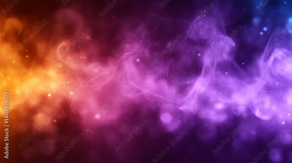 Fototapeta premium Abstract Colorful Smoke and Glowing Particles Background
