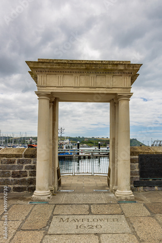The Mayflower Steps in the Barbican area of Plymouth, south-west England