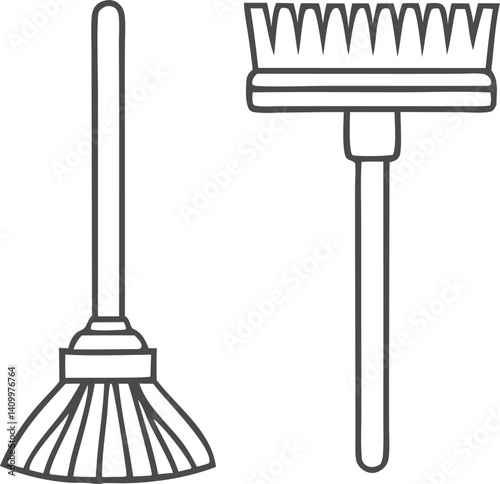 mop and bucket outline icon
