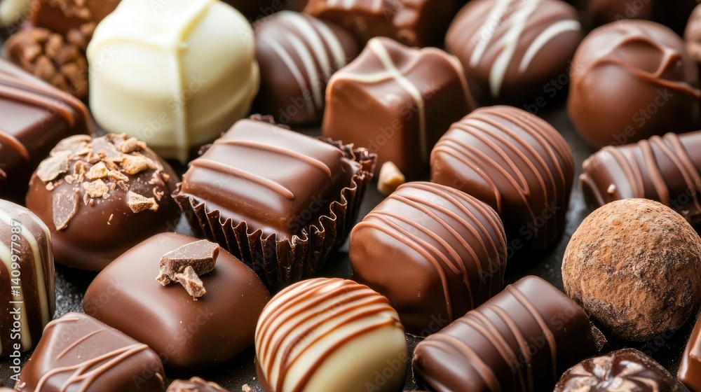 mixed chocolate bar candy of pieces on dark background mixed chocolate bar candy of pieces on dark background