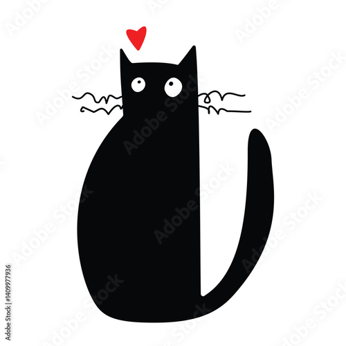 Black cat's love vector eps.