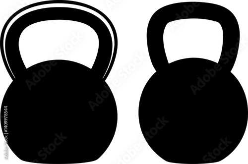 Kettlebell art vectors and Set of black gym equipment icon silhouette collections