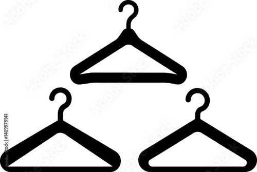 Hanger art vectors and Set of black clothes hanger icon silhouette collections