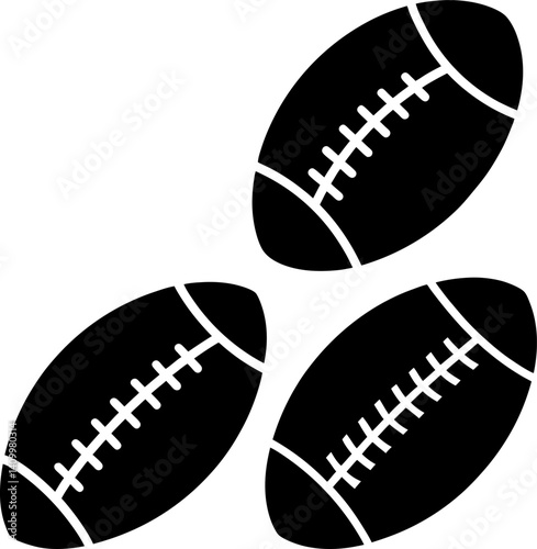 Rugby ball art vectors and Set of black football icon silhouette collections