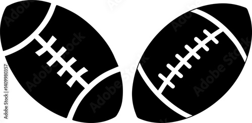 Rugby ball art vectors and Set of black football icon silhouette collections