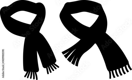 Scarf art vectors and Set of black muffler icon silhouette collections